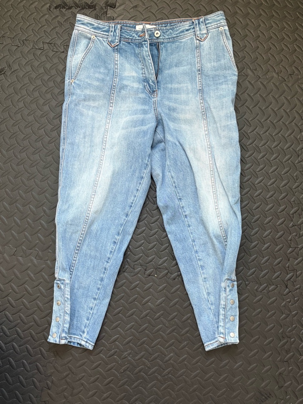 Something Navy Light Blue Ankle Button-Tab Jeans
